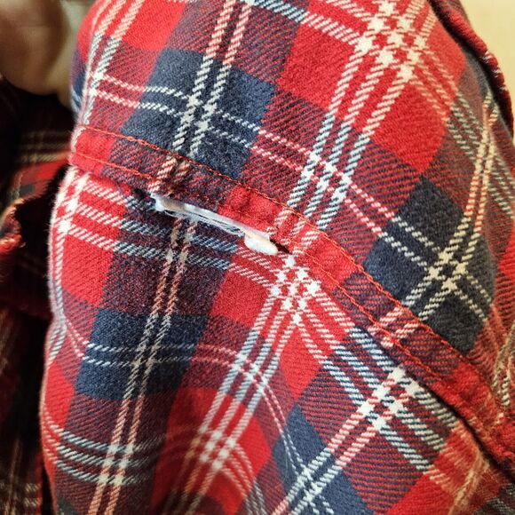 Vintage Eddie Bauer Sport Shop Heavyweight Flannel Shirt Red Blue Plaid Mens XXL - Picture 8 of 9